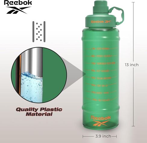 Reebok Motivational Water Bottle With Lifestyle Design - Leak Proof Water Bottles 67oz - Sports Water Bottle With Motivation - Reusable Water Bottles, BPA Free (Black) in Saudi Arabia