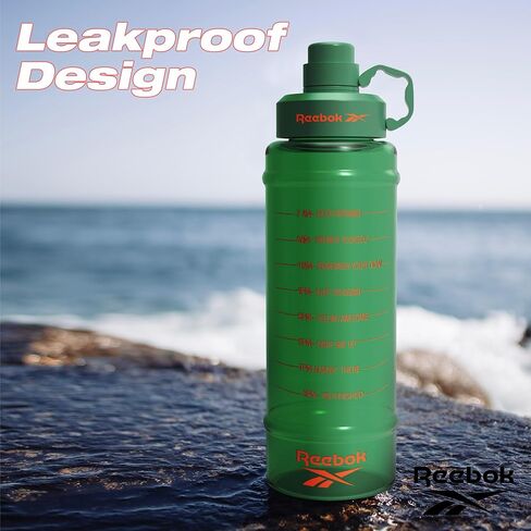 Reebok Motivational Water Bottle With Lifestyle Design - Leak Proof Water Bottles 67oz - Sports Water Bottle With Motivation - Reusable Water Bottles, BPA Free (Black) in Saudi Arabia
