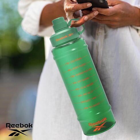 Reebok Motivational Water Bottle With Lifestyle Design - Leak Proof Water Bottles 67oz - Sports Water Bottle With Motivation - Reusable Water Bottles, BPA Free (Black) in Saudi Arabia