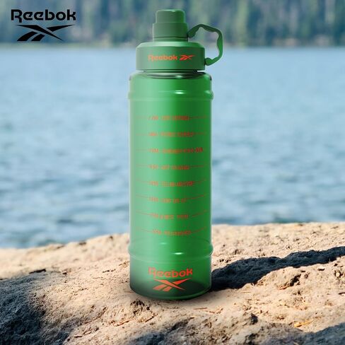 Reebok Motivational Water Bottle With Lifestyle Design - Leak Proof Water Bottles 67oz - Sports Water Bottle With Motivation - Reusable Water Bottles, BPA Free (Black) in Saudi Arabia