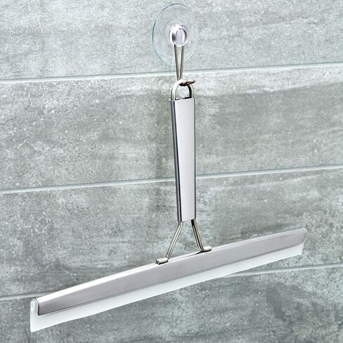iDesign Forma Brushed Stainless Steel Squeegee with Suction Storage Hook - 12" x 8" in Saudi Arabia