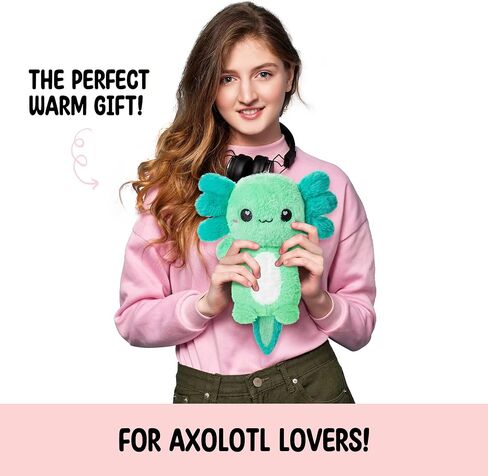 Green Axolotl Microwavable 1.5 lbs Unscented Heating Pad for Women and Kids- Cute Soft Cozy Pillow Plush Heatable Warm Stuffed Animals - Kawaii Hot and Cold Plushie - Axolotl Gifts for Girls and Boys in Saudi Arabia