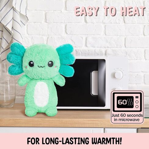 Green Axolotl Microwavable 1.5 lbs Unscented Heating Pad for Women and Kids- Cute Soft Cozy Pillow Plush Heatable Warm Stuffed Animals - Kawaii Hot and Cold Plushie - Axolotl Gifts for Girls and Boys in Saudi Arabia