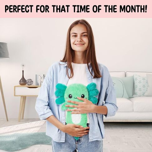 Green Axolotl Microwavable 1.5 lbs Unscented Heating Pad for Women and Kids- Cute Soft Cozy Pillow Plush Heatable Warm Stuffed Animals - Kawaii Hot and Cold Plushie - Axolotl Gifts for Girls and Boys in Saudi Arabia