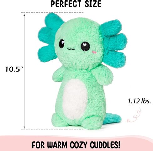 Green Axolotl Microwavable 1.5 lbs Unscented Heating Pad for Women and Kids- Cute Soft Cozy Pillow Plush Heatable Warm Stuffed Animals - Kawaii Hot and Cold Plushie - Axolotl Gifts for Girls and Boys in Saudi Arabia