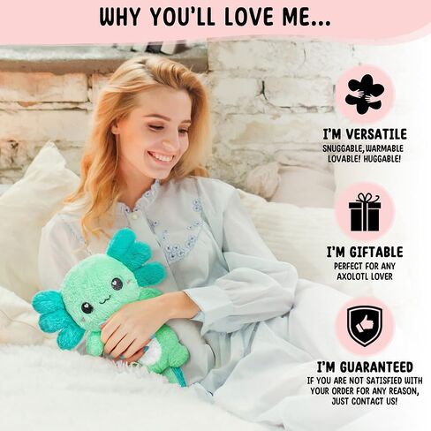 Green Axolotl Microwavable 1.5 lbs Unscented Heating Pad for Women and Kids- Cute Soft Cozy Pillow Plush Heatable Warm Stuffed Animals - Kawaii Hot and Cold Plushie - Axolotl Gifts for Girls and Boys in Saudi Arabia