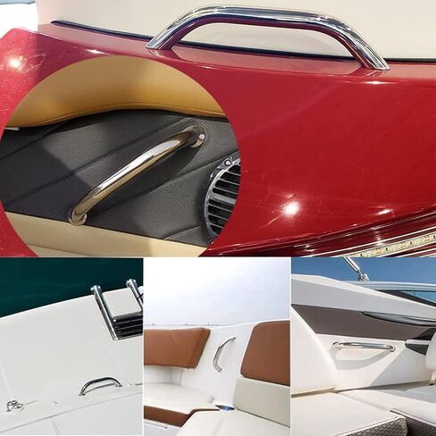 ISURE MARINE 2 قطعة قارب 316 الفولاذ المقاوم للصدأ 12 ''قارب مصقول المقبض البيضاوي أنبوب مقبض إمساك درابزين لليخوت البحرية RV in Kuwait