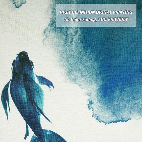 LIGICKY الحبر الصيني نمط طويل اليابانية نورين ستارة المدخل الكتان كوي الأسماك المطبوعة الآسيوية نافذة العلاج شنقا نسيج الباب للمطبخ السوشي الديكور المنزلي 33.5 "العرض × 70.9" طويلة in Kuwait