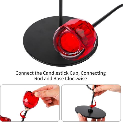 Enjinkail Black Candlestick Holders-3 Arms Candelabra, Candle Holders for Candlesticks with Rose Cup, Taper Candle Sticks Holder Decor for Wedding, Dining, Party,Fits 3/4 inch Thick Candle in Kuwait