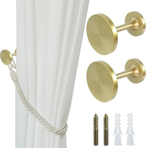2 Pcs Curtain Holdbacks Wall Mounted Drapery Tieback Hooks with Screws,Modern Simple Home Decor, for Home Living Room Bathroom (Black) in Saudi Arabia