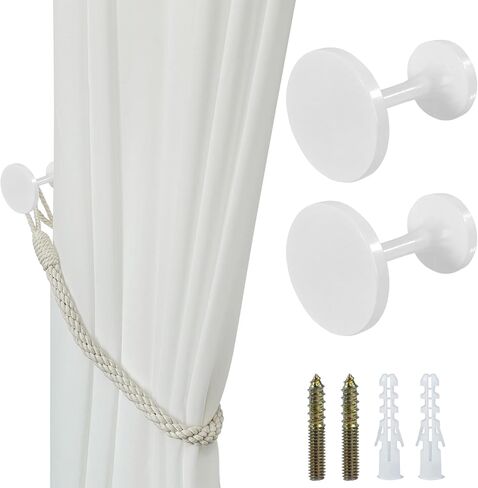 2 Pcs Curtain Holdbacks Wall Mounted Drapery Tieback Hooks with Screws,Modern Simple Home Decor, for Home Living Room Bathroom (Black) in Saudi Arabia