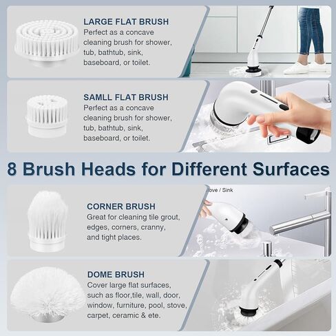 مجموعة رؤوس فرشاة التنظيف الكهربائية الدوارة من ليفري، 8 عبوات من الرؤوس القابلة للاستبدال المتوافقة مع جميع فرش التنظيف الكهربائية ذات العلامة التجارية ANS-8051A وANS-8050 للاستخدام المنزلي in Kuwait