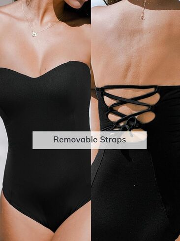 CUPSHE Women's One Piece Swimsuit Sculpt Sweetheat Neck Lace Up Back Tie Molded Cups Slimming in Saudi Arabia