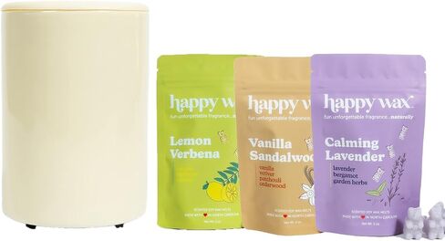 Happy Wax Mod Warmer Kit with 6oz Scented Wax Melt Collection - Large Wax Melt Warmer with Timer for Scented Wax Melts and Collection of Three 2oz Soy Wax Melts Pouches (Black) in Saudi Arabia