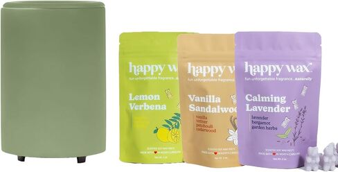 Happy Wax Mod Warmer Kit with 6oz Scented Wax Melt Collection - Large Wax Melt Warmer with Timer for Scented Wax Melts and Collection of Three 2oz Soy Wax Melts Pouches (Black) in Saudi Arabia