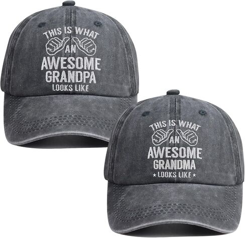 2PCS Grandpa and Grandma Hats for Men Women, Adjustable Wash Cotton Embroidered Funny Grandparents Baseball Cap in Saudi Arabia