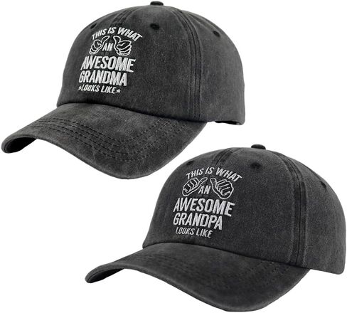 2PCS Grandpa and Grandma Hats for Men Women, Adjustable Wash Cotton Embroidered Funny Grandparents Baseball Cap in Saudi Arabia