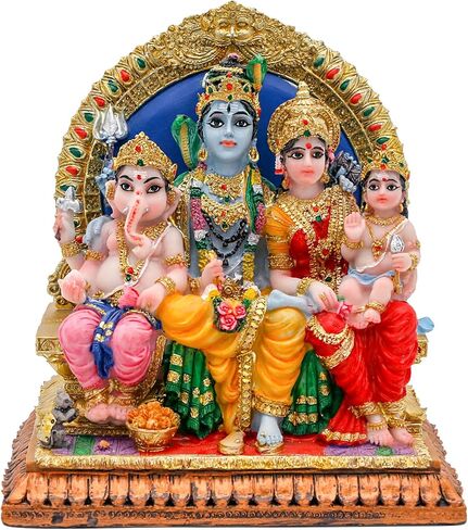 alikiki Full Shiva Family Statue - 5.1Inch Murti Shiva Family Diwali Gift Pooja Item Puja Gifts for Indian Friends Man Woman Family Home Temple Office Mandir Altar Shine Yoga Studio Meditation Room in Saudi Arabia
