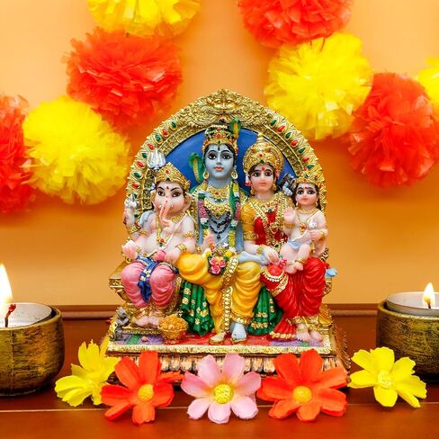 alikiki Full Shiva Family Statue - 5.1Inch Murti Shiva Family Diwali Gift Pooja Item Puja Gifts for Indian Friends Man Woman Family Home Temple Office Mandir Altar Shine Yoga Studio Meditation Room in Saudi Arabia