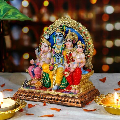 alikiki Full Shiva Family Statue - 5.1Inch Murti Shiva Family Diwali Gift Pooja Item Puja Gifts for Indian Friends Man Woman Family Home Temple Office Mandir Altar Shine Yoga Studio Meditation Room in Saudi Arabia