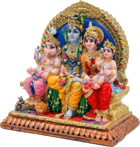 alikiki Full Shiva Family Statue - 5.1Inch Murti Shiva Family Diwali Gift Pooja Item Puja Gifts for Indian Friends Man Woman Family Home Temple Office Mandir Altar Shine Yoga Studio Meditation Room in Saudi Arabia