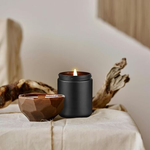 شموع معطرة من ماغنوليا وخشب الصندل للمنزل، هدية شموع للرجال، شموع برائحة الصويا، جرة سوداء in Saudi Arabia