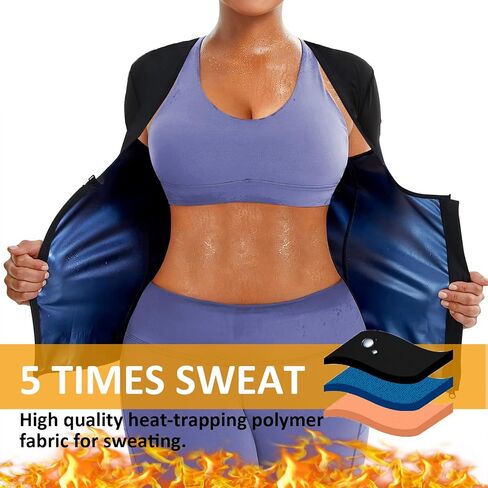 Sauna Suit Shirt for Women Weight Loss Sweat Siuts Waist Trainer Vest Workout Compression Tank Top Zipper in Saudi Arabia