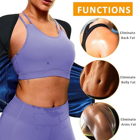 Sauna Suit Shirt for Women Weight Loss Sweat Siuts Waist Trainer Vest Workout Compression Tank Top Zipper in Saudi Arabia