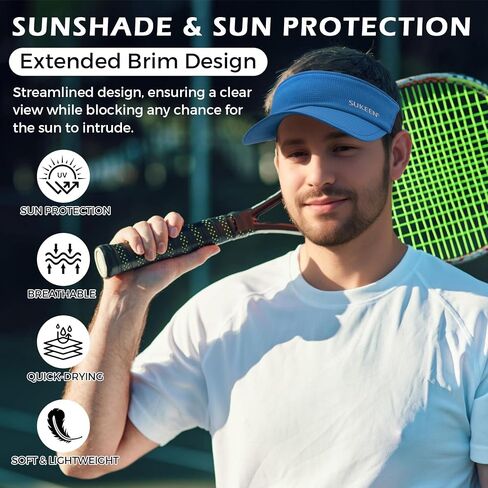 Sukeen Sports Sun Visor Men Women Lightweight Packable Long Brim Stretchy Visor Hat for Running, Tennis, Golf, Daily Wear in Saudi Arabia