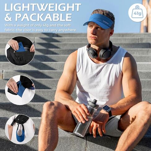 Sukeen Sports Sun Visor Men Women Lightweight Packable Long Brim Stretchy Visor Hat for Running, Tennis, Golf, Daily Wear in Saudi Arabia