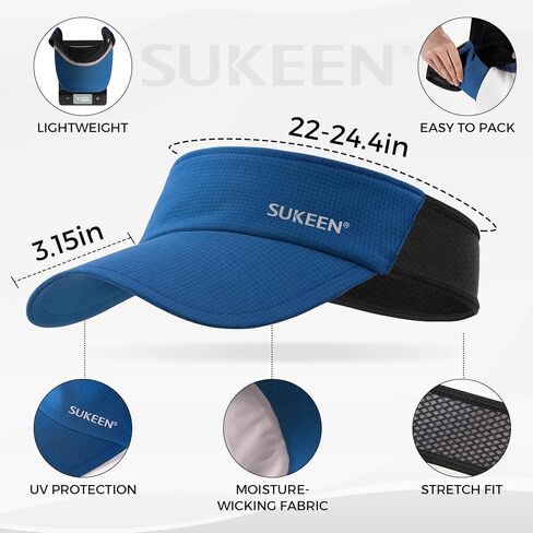 Sukeen Sports Sun Visor Men Women Lightweight Packable Long Brim Stretchy Visor Hat for Running, Tennis, Golf, Daily Wear in Saudi Arabia