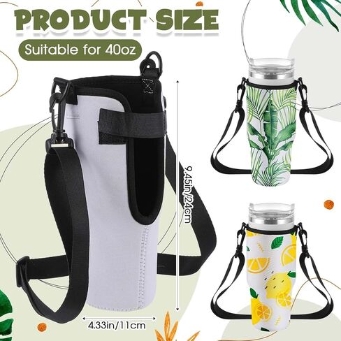 3 Pcs Sublimation Water Bottle Carrier Compatible with Stanley Cup Adjustable Water Bottle Bag with Strap Water Bottle Holders for 40 oz Tumbler with Handle, White in Kuwait