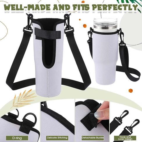 3 Pcs Sublimation Water Bottle Carrier Compatible with Stanley Cup Adjustable Water Bottle Bag with Strap Water Bottle Holders for 40 oz Tumbler with Handle, White in Kuwait