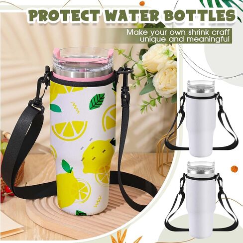 3 Pcs Sublimation Water Bottle Carrier Compatible with Stanley Cup Adjustable Water Bottle Bag with Strap Water Bottle Holders for 40 oz Tumbler with Handle, White in Kuwait