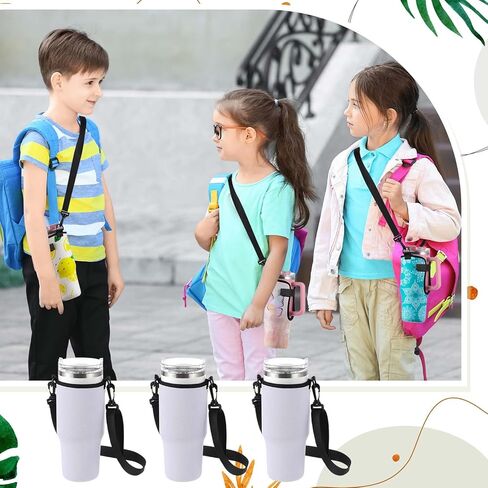 3 Pcs Sublimation Water Bottle Carrier Compatible with Stanley Cup Adjustable Water Bottle Bag with Strap Water Bottle Holders for 40 oz Tumbler with Handle, White in Kuwait
