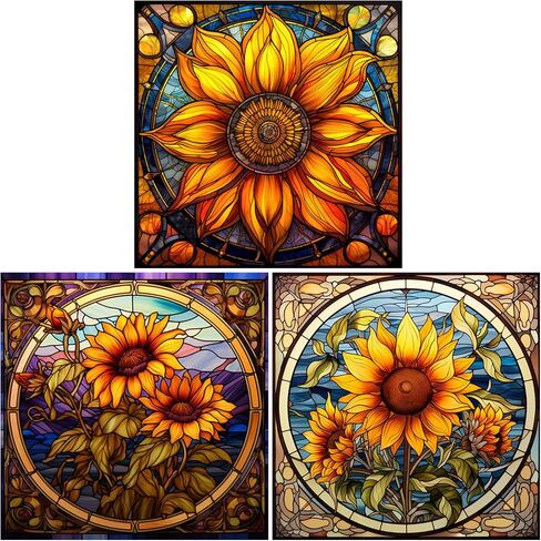 3 Styles Sunflower Window Stickers,10"Floral Grass Window Decals Glass Window Doors Window Stickers Gifts for Mom in Saudi Arabia