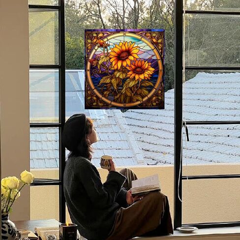 3 Styles Sunflower Window Stickers,10"Floral Grass Window Decals Glass Window Doors Window Stickers Gifts for Mom in Saudi Arabia