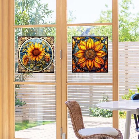 3 Styles Sunflower Window Stickers,10"Floral Grass Window Decals Glass Window Doors Window Stickers Gifts for Mom in Saudi Arabia