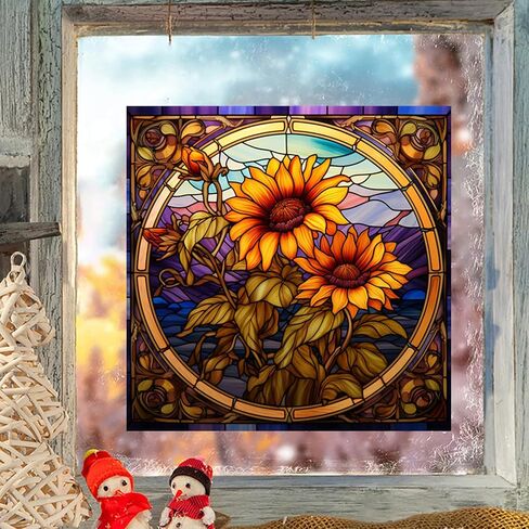 3 Styles Sunflower Window Stickers,10"Floral Grass Window Decals Glass Window Doors Window Stickers Gifts for Mom in Saudi Arabia