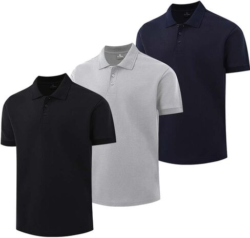 ZH Men's Golf Polo Shirts,3 Pack Polo Shirts for Men,Classic-Fit Polo Shirts,Breathable Polo Shirt for Men in Saudi Arabia
