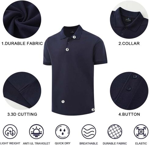 ZH Men's Golf Polo Shirts,3 Pack Polo Shirts for Men,Classic-Fit Polo Shirts,Breathable Polo Shirt for Men in Saudi Arabia