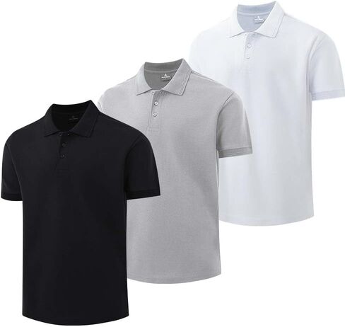 ZH Men's Golf Polo Shirts,3 Pack Polo Shirts for Men,Classic-Fit Polo Shirts,Breathable Polo Shirt for Men in Saudi Arabia