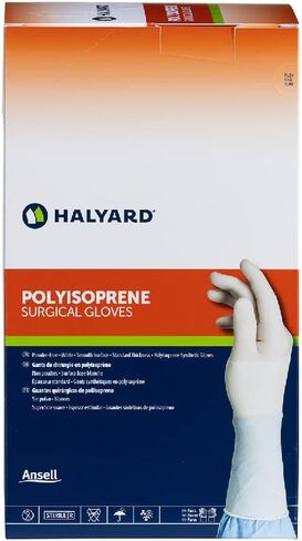 HALYARD Surgical Glove, Polyisoprene, 9.4 Mil Thick, Individually Wrapped Pairs, Powder Free, Sterile, 6.0 Small, White, SGL95060 (Case of 200 Pairs - 400 Total) in Saudi Arabia