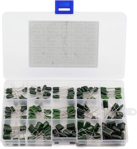 Tegg 150 قطعة من مكثفات فيلم البوليستر مجموعة متنوعة 0.33nf-470nf 15 قيم مكونات إلكترونية شائعة الاستخدام يمكنك صنعها بنفسك in Kuwait