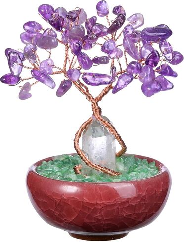 jovivi 7 شقرا شفاء شجرة الكريستال الطبيعية الريكي الأحجار الكريمة شجرة الحياة الأسلاك النحاسية واضحة الكوارتز قاعدة كريمية فنغ شوي زخرفة شجرة المال للمنزل مكتب مكتب ديكور الكريستال in Kuwait