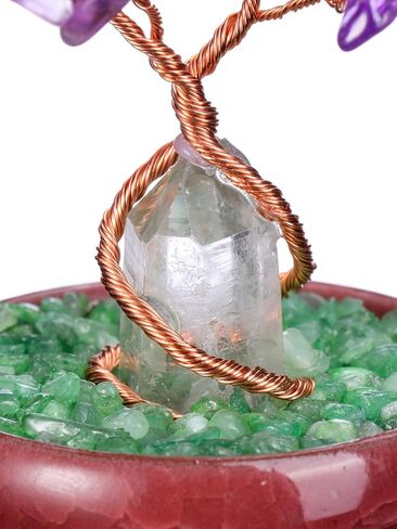 jovivi 7 شقرا شفاء شجرة الكريستال الطبيعية الريكي الأحجار الكريمة شجرة الحياة الأسلاك النحاسية واضحة الكوارتز قاعدة كريمية فنغ شوي زخرفة شجرة المال للمنزل مكتب مكتب ديكور الكريستال in Kuwait