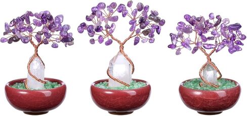 jovivi 7 شقرا شفاء شجرة الكريستال الطبيعية الريكي الأحجار الكريمة شجرة الحياة الأسلاك النحاسية واضحة الكوارتز قاعدة كريمية فنغ شوي زخرفة شجرة المال للمنزل مكتب مكتب ديكور الكريستال in Kuwait