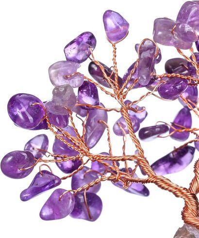 jovivi 7 شقرا شفاء شجرة الكريستال الطبيعية الريكي الأحجار الكريمة شجرة الحياة الأسلاك النحاسية واضحة الكوارتز قاعدة كريمية فنغ شوي زخرفة شجرة المال للمنزل مكتب مكتب ديكور الكريستال in Kuwait