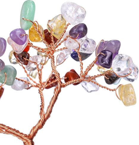 Jovivi 7 Chakra Healing Crystal Tree Natural Reiki Gemstone Tree Life Copper Wire Clear Quartz Crematic Base Feng Shui Money Tree Ornament for Home Office Desk Crystal Decor in Saudi Arabia
