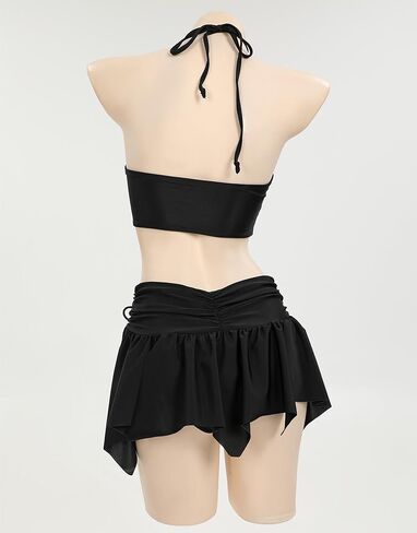 MEOWCOS Gothic Bat Pink Bikini Set Swimsuit Heart Buckle Halter Lace-up Top and Triangle Panty Bathing Suit Swimwear in Kuwait